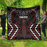 Maori Taiaha Whakairo Personalized Quilt Red Poutama Motifs LT7 - Polynesian Pride