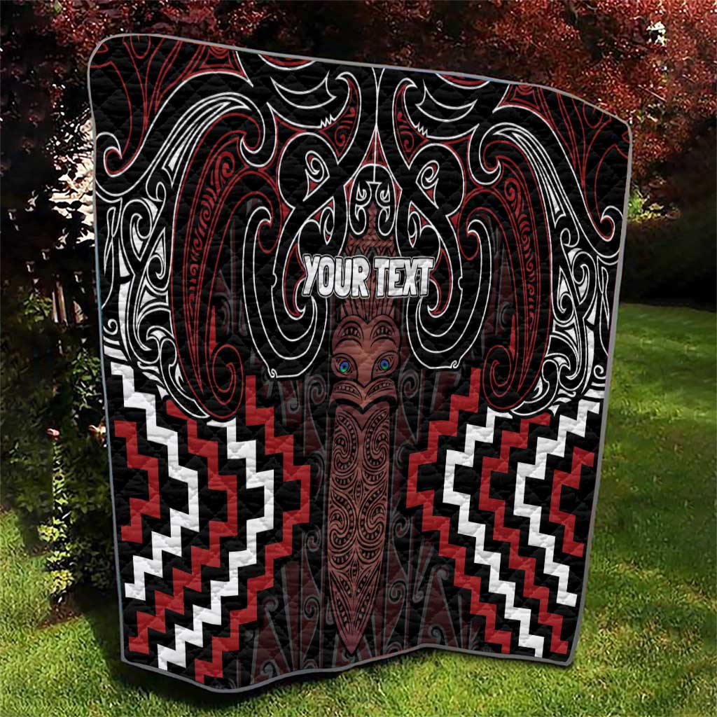 Maori Taiaha Whakairo Personalized Quilt Red Poutama Motifs LT7 - Polynesian Pride