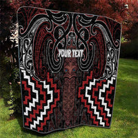 Maori Taiaha Whakairo Personalized Quilt Red Poutama Motifs LT7 - Polynesian Pride