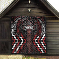 Maori Taiaha Whakairo Personalized Quilt Red Poutama Motifs LT7 - Polynesian Pride