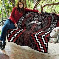 Maori Taiaha Whakairo Personalized Quilt Red Poutama Motifs LT7 - Polynesian Pride