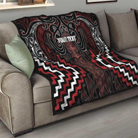 Maori Taiaha Whakairo Personalized Quilt Red Poutama Motifs LT7 - Polynesian Pride