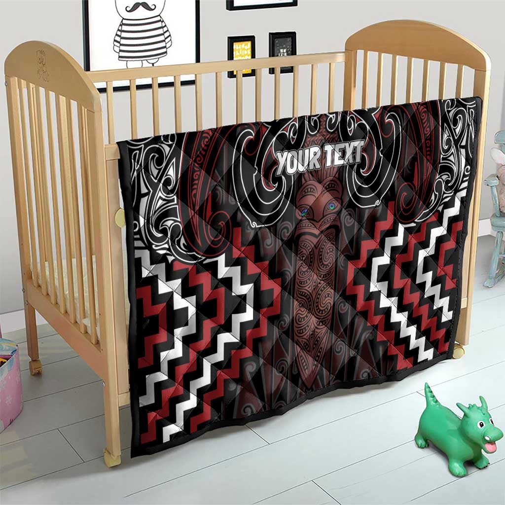 Maori Taiaha Whakairo Personalized Quilt Red Poutama Motifs LT7 - Polynesian Pride