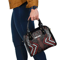 Maori Taiaha Whakairo Personalized Shoulder Handbag Red Poutama Motifs