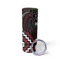 Maori Taiaha Whakairo Personalized Skinny Tumbler Red Poutama Motifs LT7 - Polynesian Pride