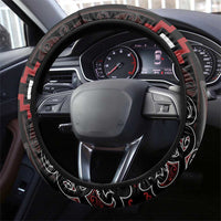 Maori Taiaha Whakairo Steering Wheel Cover Red Poutama Motifs