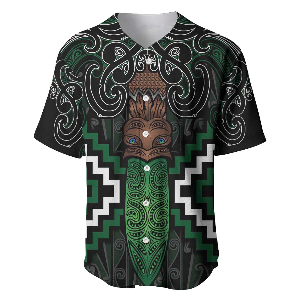 Maori Taiaha Pounamu Whakairo Personalized Baseball Jersey Jade Poutama Motifs LT7 Jade - Polynesian Pride