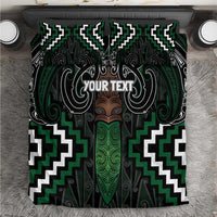 Maori Taiaha Pounamu Whakairo Personalized Bedding Set Jade Poutama Motifs
