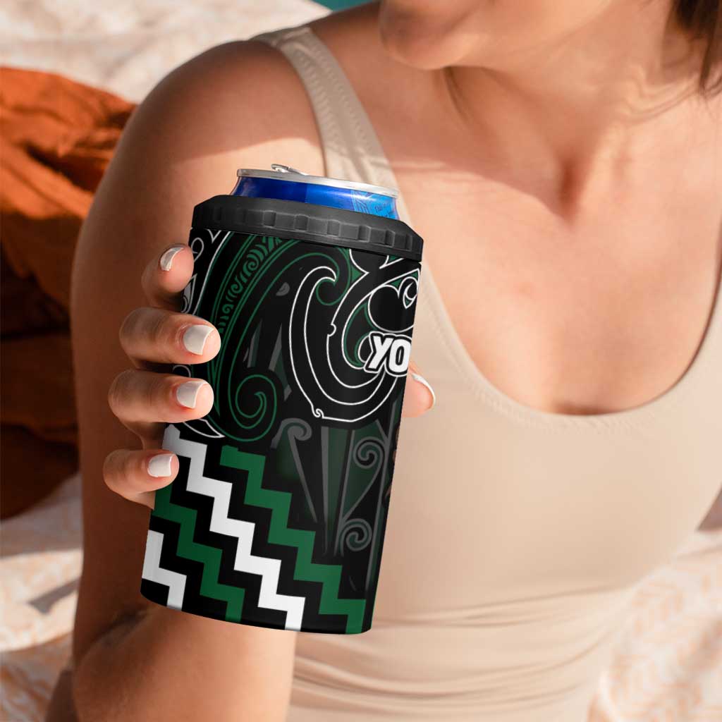 Maori Taiaha Pounamu Whakairo Personalized 4 in 1 Can Cooler Tumbler Jade Poutama Motifs LT7 - Polynesian Pride