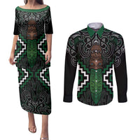 Maori Taiaha Pounamu Whakairo Personalized Couples Matching Puletasi and Long Sleeve Button Shirt Jade Poutama Motifs LT7 Jade - Polynesian Pride