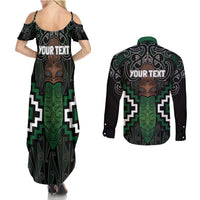 Maori Taiaha Pounamu Whakairo Personalized Couples Matching Summer Maxi Dress and Long Sleeve Button Shirt Jade Poutama Motifs LT7 - Polynesian Pride