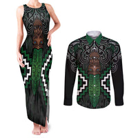 Maori Taiaha Pounamu Whakairo Personalized Couples Matching Tank Maxi Dress and Long Sleeve Button Shirt Jade Poutama Motifs LT7 Jade - Polynesian Pride