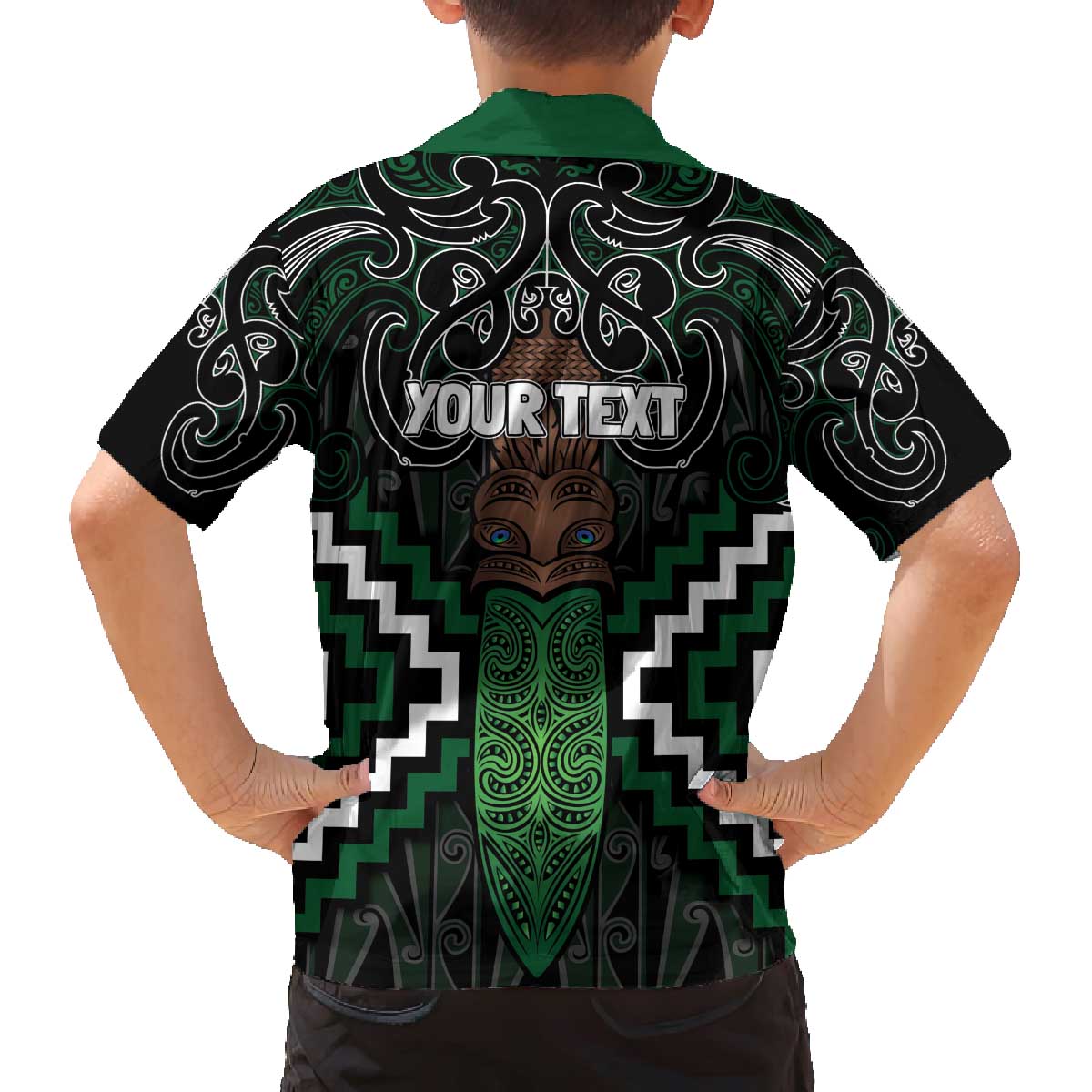 Maori Taiaha Pounamu Whakairo Personalized Family Matching Off The Shoulder Long Sleeve Dress and Hawaiian Shirt Jade Poutama Motifs LT7 - Polynesian Pride