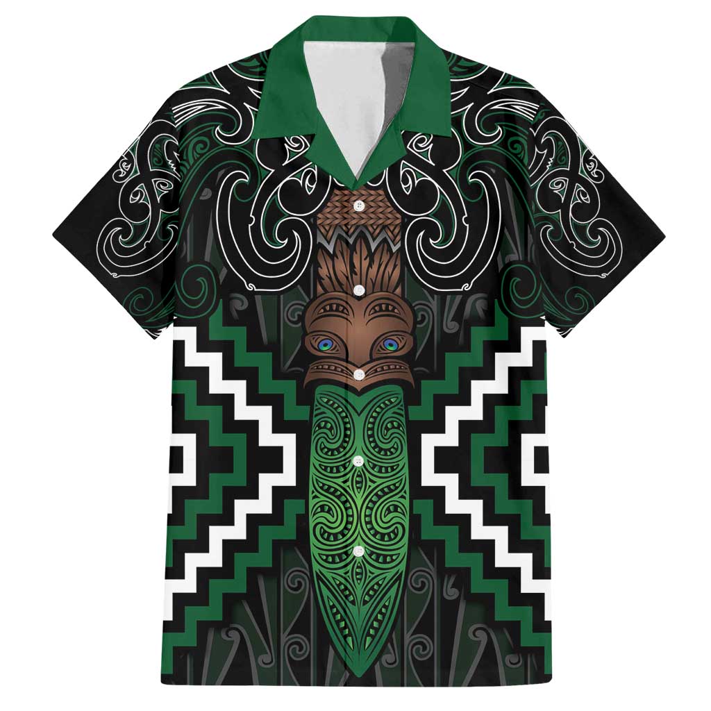 Maori Taiaha Pounamu Whakairo Personalized Family Matching Off Shoulder Maxi Dress and Hawaiian Shirt Jade Poutama Motifs LT7 Dad's Shirt - Short Sleeve Jade - Polynesian Pride
