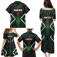 Maori Taiaha Pounamu Whakairo Personalized Family Matching Puletasi and Hawaiian Shirt Jade Poutama Motifs LT7 - Polynesian Pride