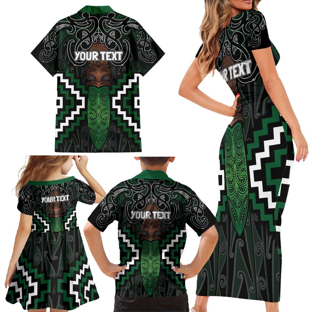 Maori Taiaha Pounamu Whakairo Personalized Family Matching Short Sleeve Bodycon Dress and Hawaiian Shirt Jade Poutama Motifs LT7 - Polynesian Pride