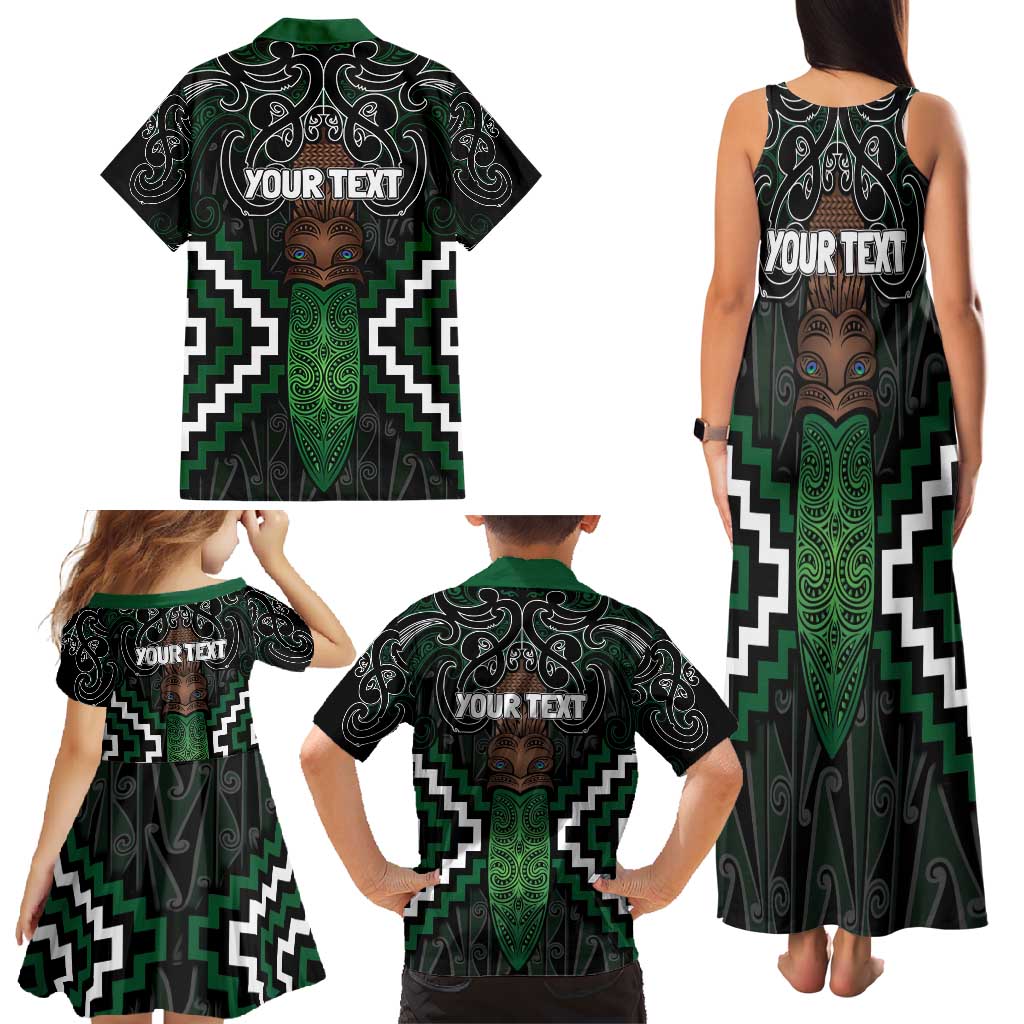 Maori Taiaha Pounamu Whakairo Personalized Family Matching Tank Maxi Dress and Hawaiian Shirt Jade Poutama Motifs LT7 - Polynesian Pride