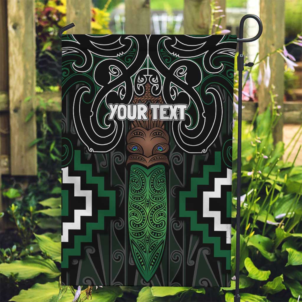 Maori Taiaha Pounamu Whakairo Personalized Garden Flag Jade Poutama Motifs