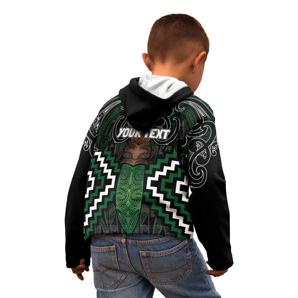 Maori Taiaha Pounamu Whakairo Personalized Kid Hoodie Jade Poutama Motifs LT7 - Polynesian Pride