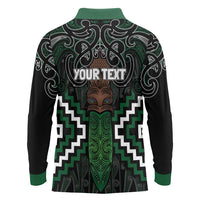Maori Taiaha Pounamu Whakairo Personalized Long Sleeve Polo Shirt Jade Poutama Motifs LT7 - Polynesian Pride