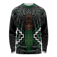 Maori Taiaha Pounamu Whakairo Personalized Long Sleeve Shirt Jade Poutama Motifs