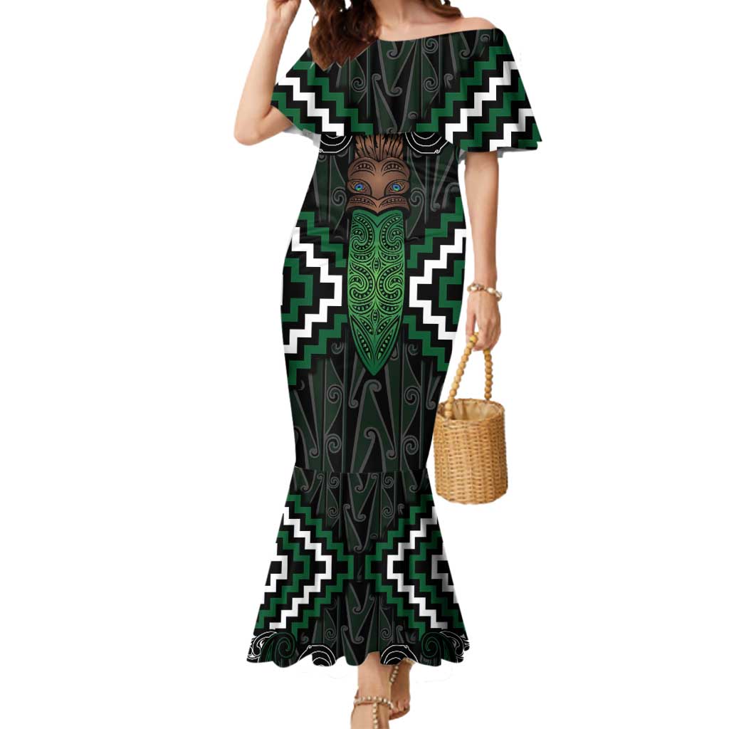 Maori Taiaha Pounamu Whakairo Personalized Mermaid Dress Jade Poutama Motifs LT7 Women Jade - Polynesian Pride