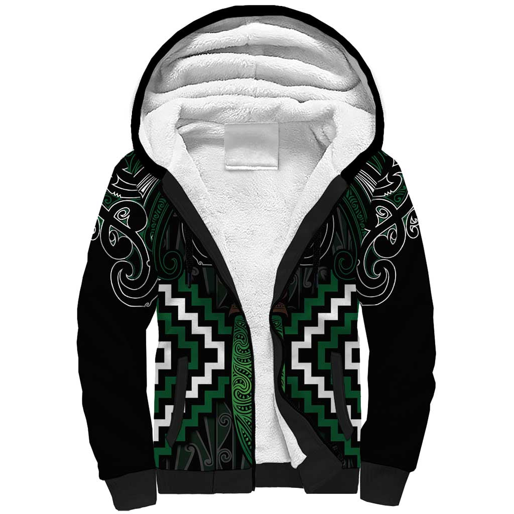 Maori Taiaha Pounamu Whakairo Personalized Sherpa Hoodie Jade Poutama Motifs LT7 Unisex Jade - Polynesian Pride