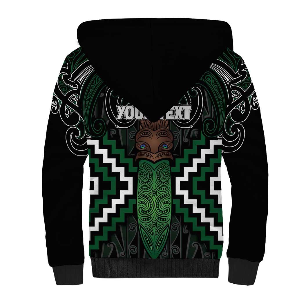 Maori Taiaha Pounamu Whakairo Personalized Sherpa Hoodie Jade Poutama Motifs LT7 - Polynesian Pride