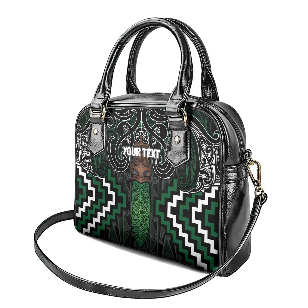 Maori Taiaha Pounamu Whakairo Personalized Shoulder Handbag Jade Poutama Motifs