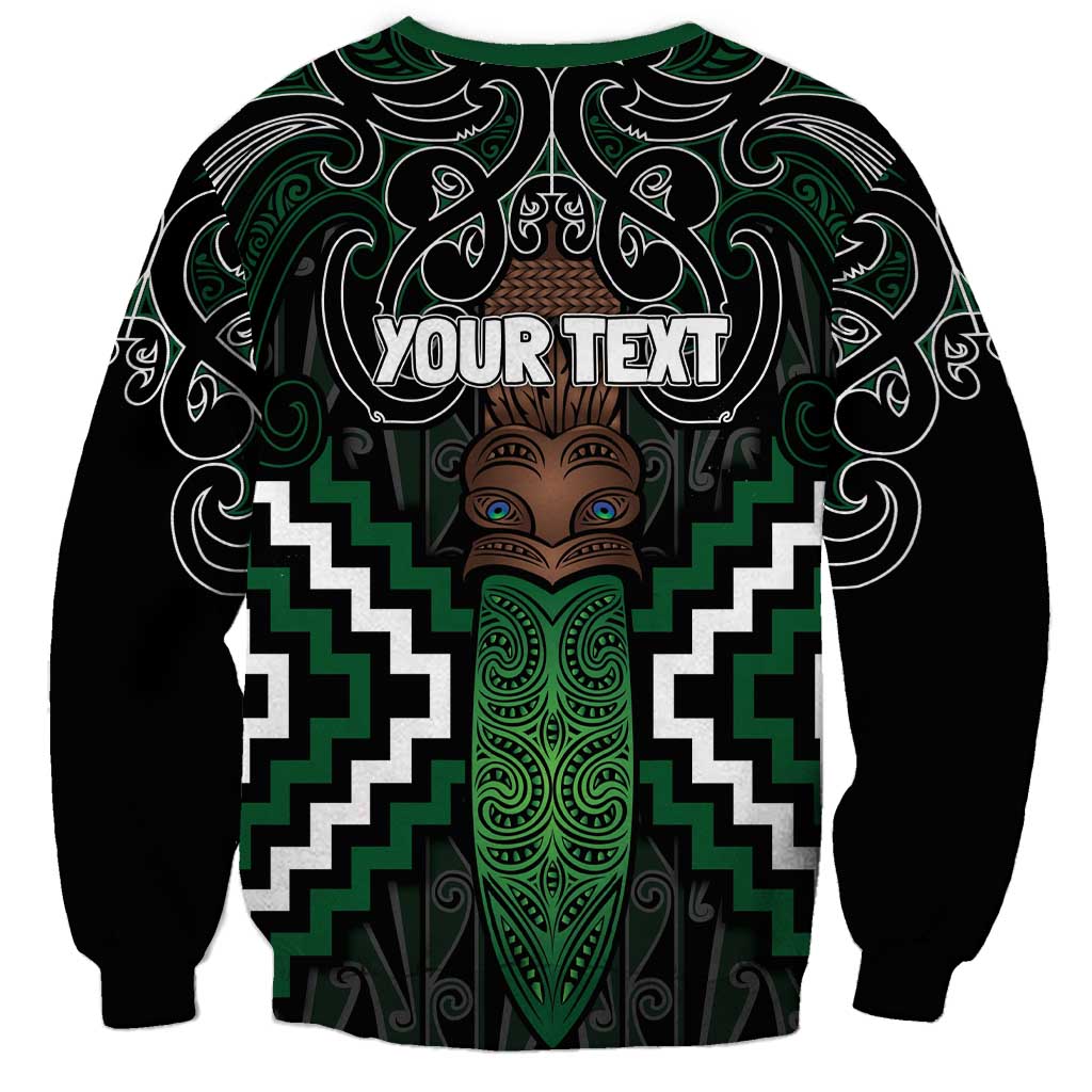 Maori Taiaha Pounamu Whakairo Personalized Sweatshirt Jade Poutama Motifs