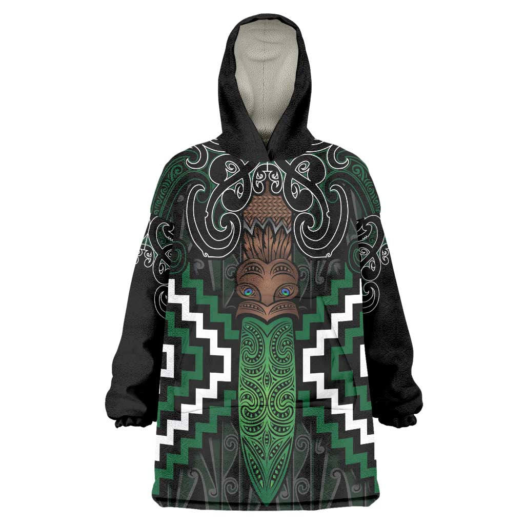 Maori Taiaha Pounamu Whakairo Personalized Wearable Blanket Hoodie Jade Poutama Motifs LT7 One Size Jade - Polynesian Pride