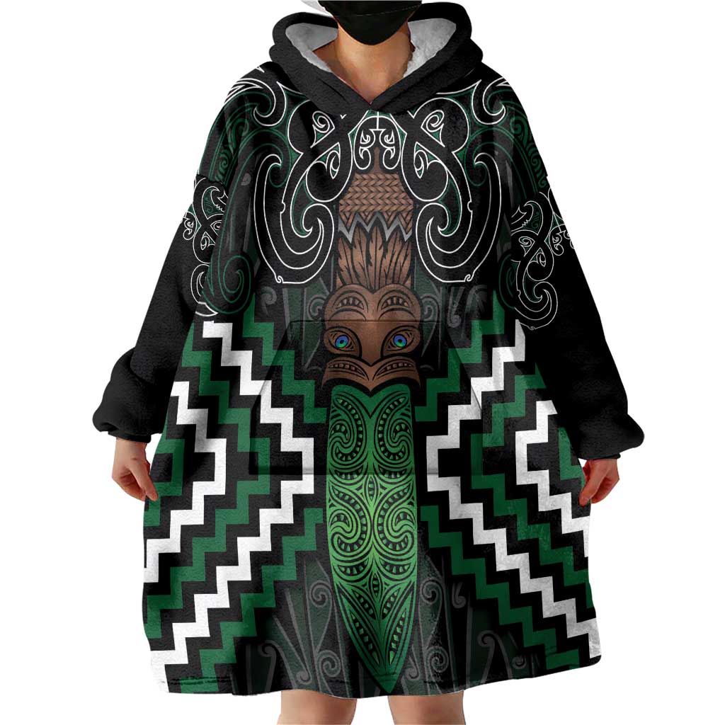 Maori Taiaha Pounamu Whakairo Personalized Wearable Blanket Hoodie Jade Poutama Motifs LT7 - Polynesian Pride