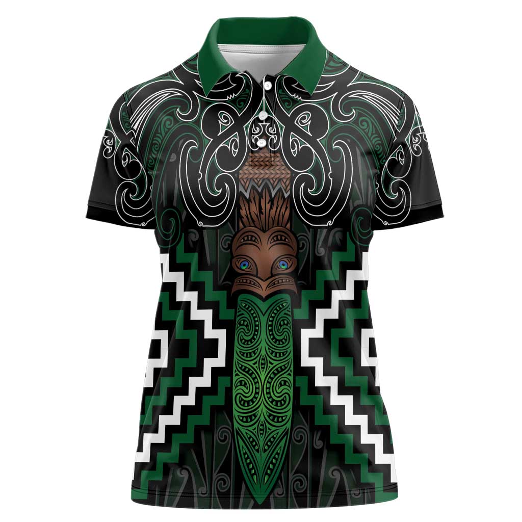 Maori Taiaha Pounamu Whakairo Personalized Women Polo Shirt Jade Poutama Motifs LT7 Female Jade - Polynesian Pride
