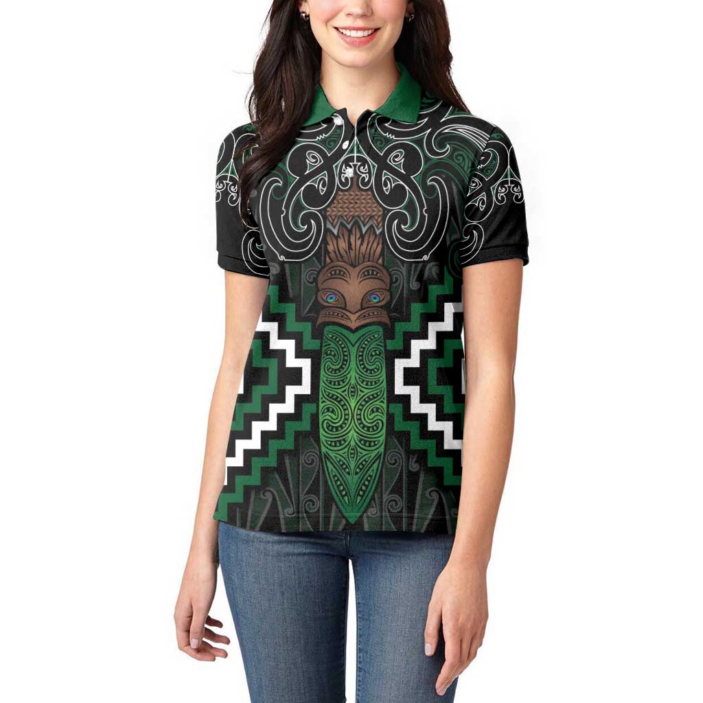 Maori Taiaha Pounamu Whakairo Personalized Women Polo Shirt Jade Poutama Motifs LT7 - Polynesian Pride