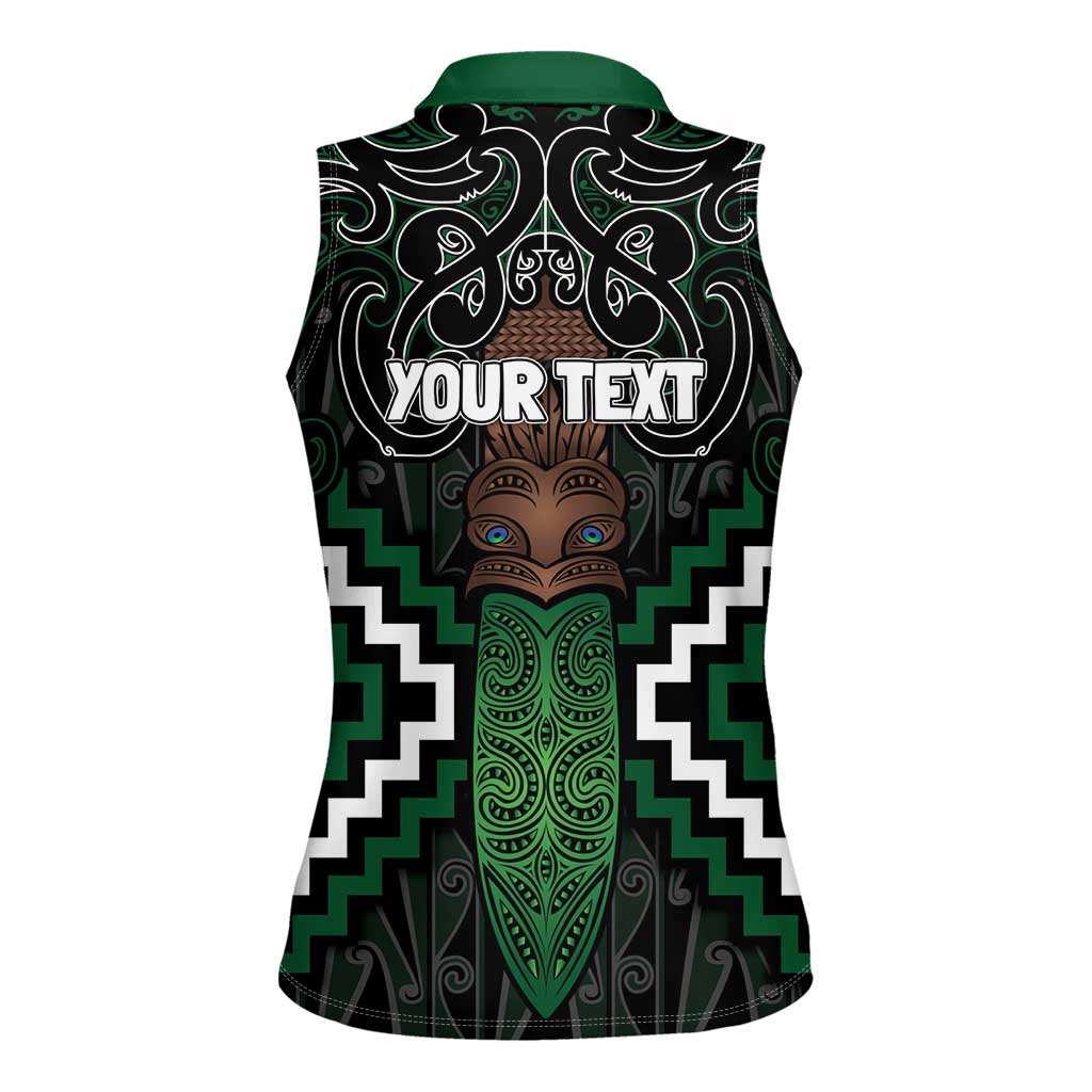 Maori Taiaha Pounamu Whakairo Personalized Women Sleeveless Polo Shirt Jade Poutama Motifs LT7 - Polynesian Pride