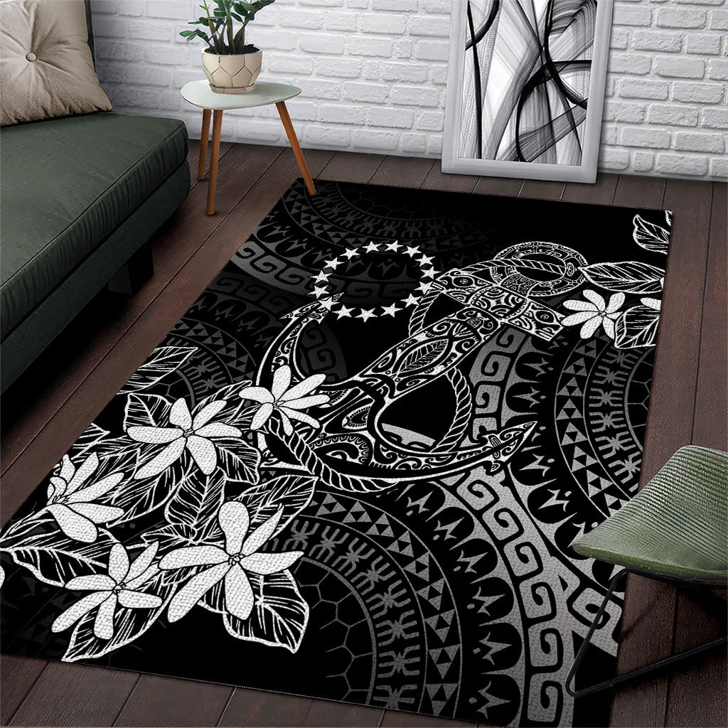 Black Kuki Airani Tapakau Area Rug Tribal Anchor Mix Tiare LT7 Black - Polynesian Pride
