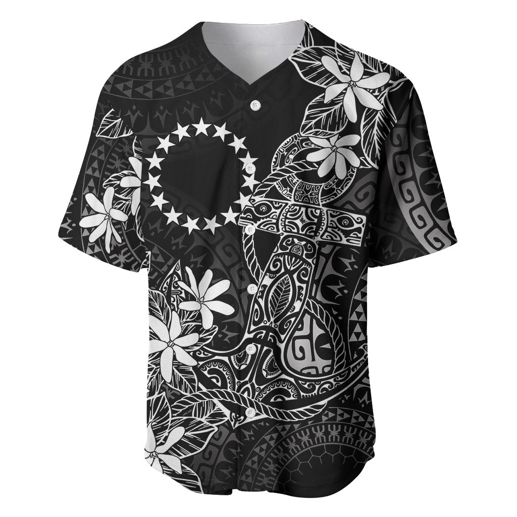 Black Kuki Airani Tapakau Baseball Jersey Tribal Anchor Mix Tiare