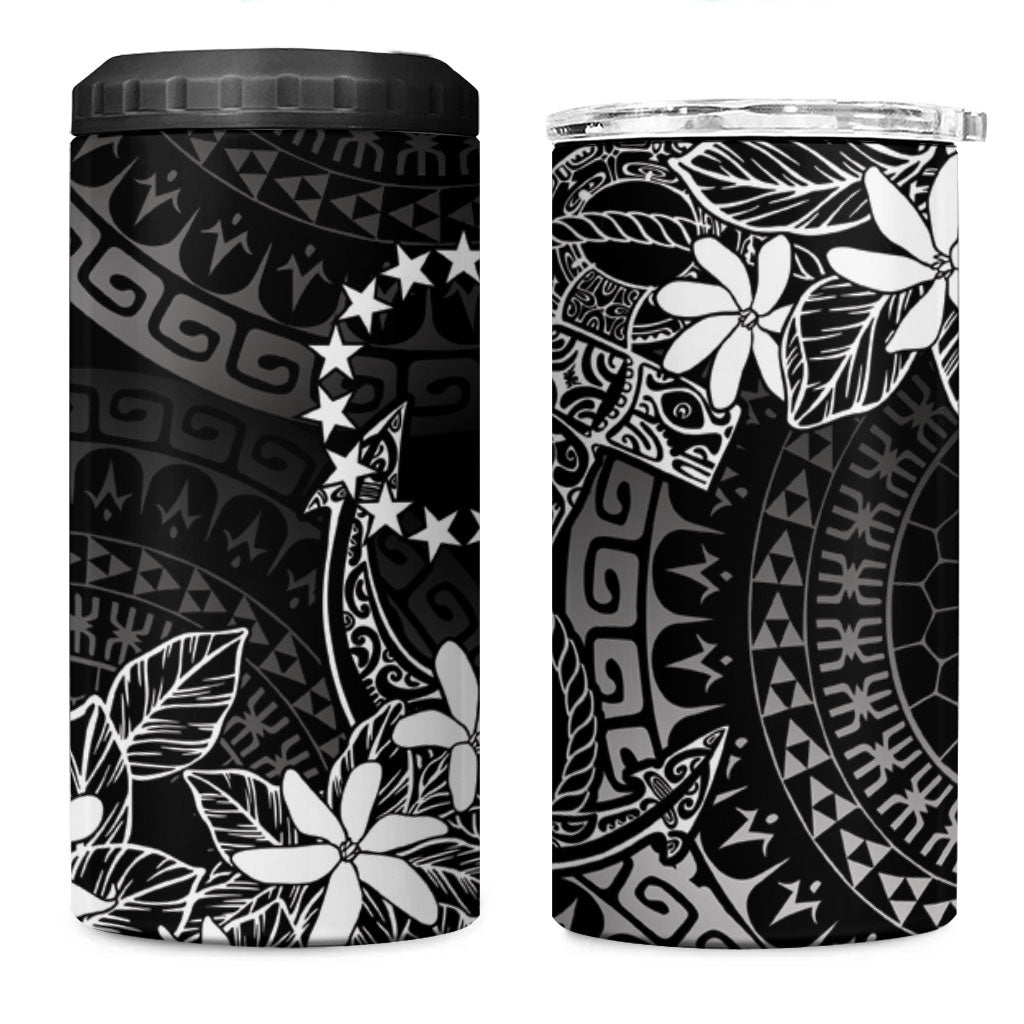 Black Kuki Airani Tapakau 4 in 1 Can Cooler Tumbler Tribal Anchor Mix Tiare LT7 One Size: 16 oz Black - Polynesian Pride
