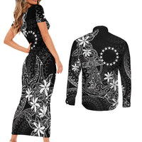 Black Kuki Airani Tapakau Couples Matching Short Sleeve Bodycon Dress and Long Sleeve Button Shirt Tribal Anchor Mix Tiare LT7 - Polynesian Pride