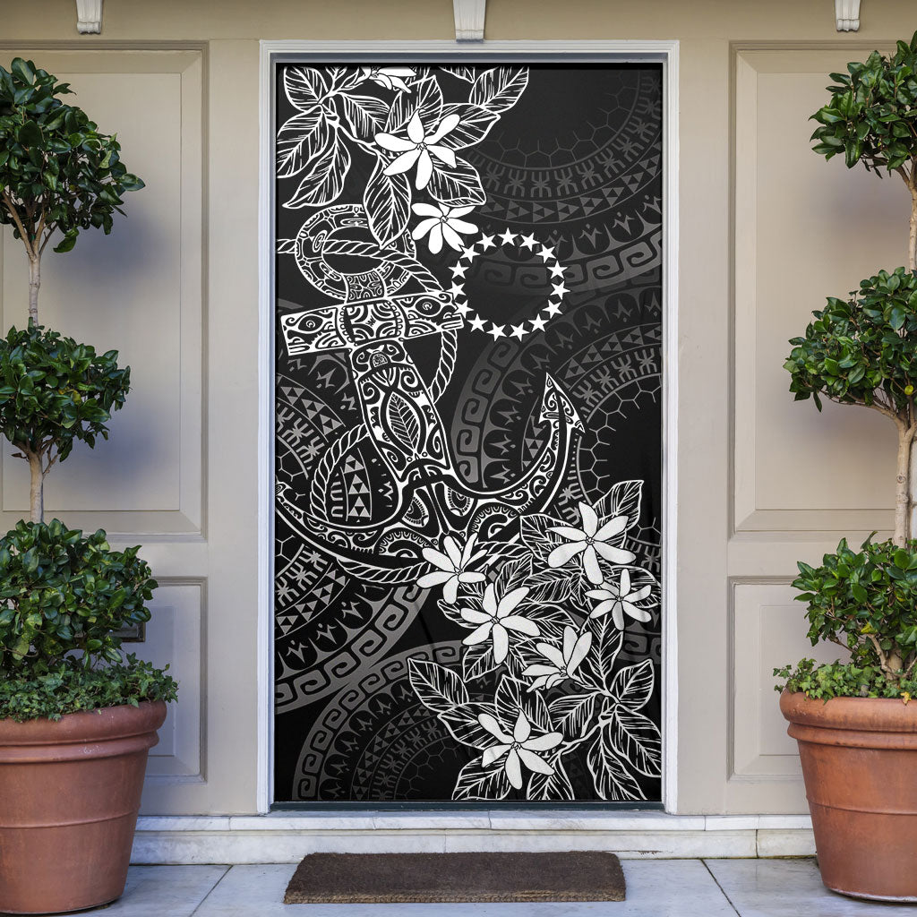Black Kuki Airani Tapakau Door Cover Tribal Anchor Mix Tiare