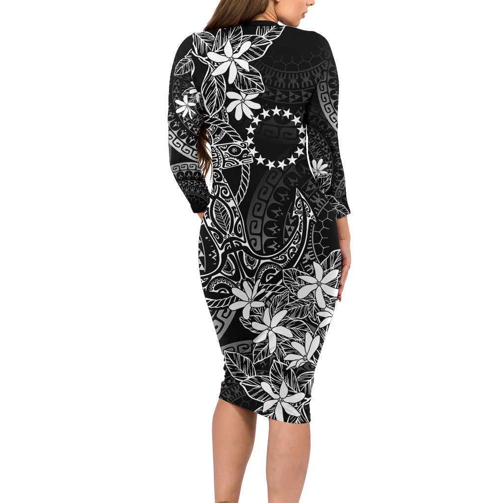 Black Kuki Airani Tapakau Family Matching Long Sleeve Bodycon Dress and Hawaiian Shirt Tribal Anchor Mix Tiare LT7 - Polynesian Pride