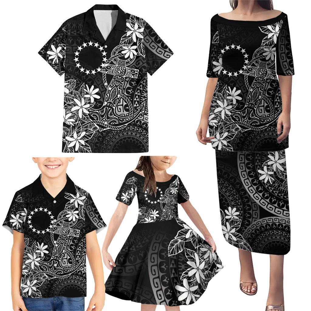 Black Kuki Airani Tapakau Family Matching Puletasi and Hawaiian Shirt Tribal Anchor Mix Tiare LT7 - Polynesian Pride