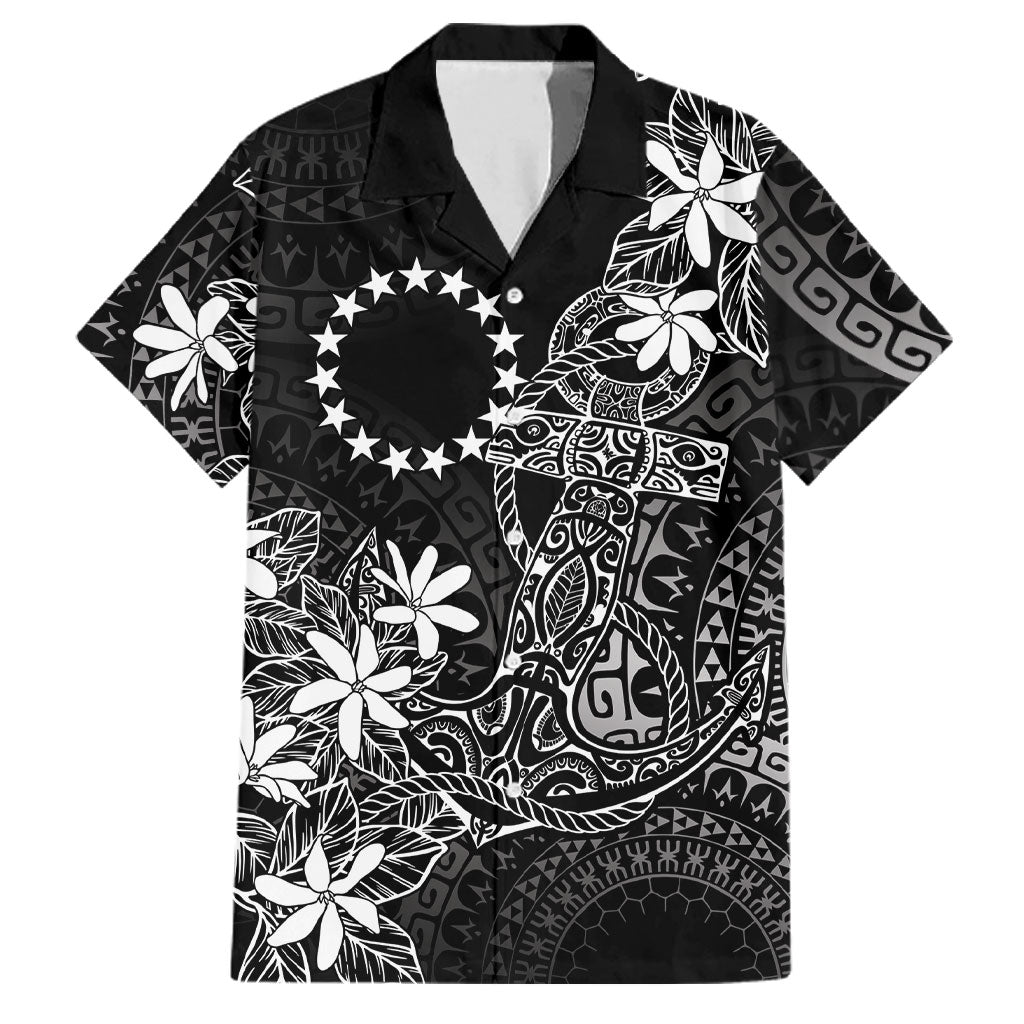 Black Kuki Airani Tapakau Family Matching Puletasi and Hawaiian Shirt Tribal Anchor Mix Tiare LT7 Dad's Shirt - Short Sleeve Black - Polynesian Pride