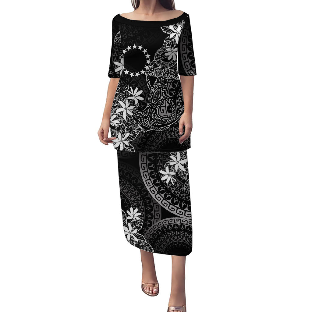 Black Kuki Airani Tapakau Family Matching Puletasi and Hawaiian Shirt Tribal Anchor Mix Tiare LT7 Mom's Dress Black - Polynesian Pride