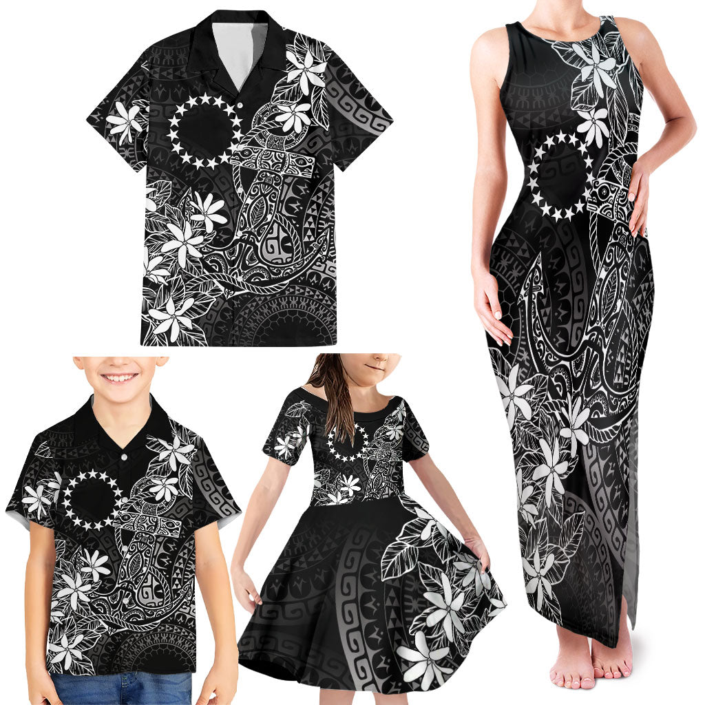 Black Kuki Airani Tapakau Family Matching Tank Maxi Dress and Hawaiian Shirt Tribal Anchor Mix Tiare LT7 - Polynesian Pride