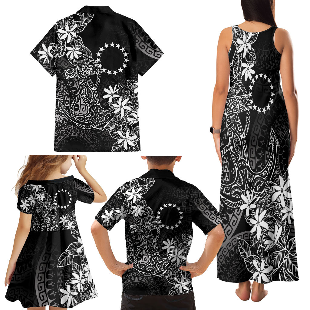 Black Kuki Airani Tapakau Family Matching Tank Maxi Dress and Hawaiian Shirt Tribal Anchor Mix Tiare LT7 - Polynesian Pride