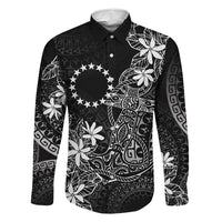 Black Kuki Airani Tapakau Family Matching Tank Maxi Dress and Hawaiian Shirt Tribal Anchor Mix Tiare LT7 Dad's Shirt - Long Sleeve Black - Polynesian Pride