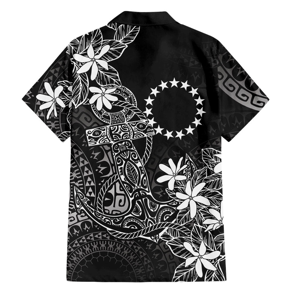 Black Kuki Airani Tapakau Hawaiian Shirt Tribal Anchor Mix Tiare