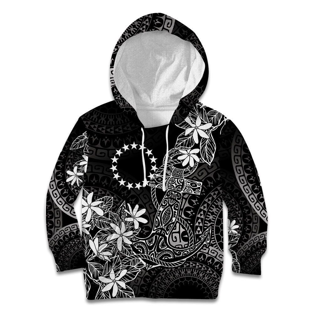Black Kuki Airani Tapakau Kid Hoodie Tribal Anchor Mix Tiare