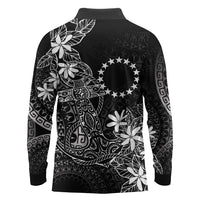 Black Kuki Airani Tapakau Long Sleeve Polo Shirt Tribal Anchor Mix Tiare LT7 - Polynesian Pride